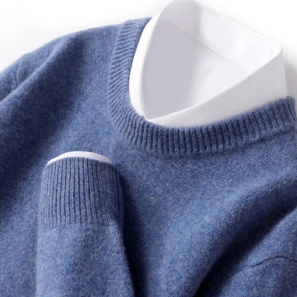 Strickpullover - Warmer Rundhals-Strickpullover für Männer-Blau-S-Chaps Herrenmode