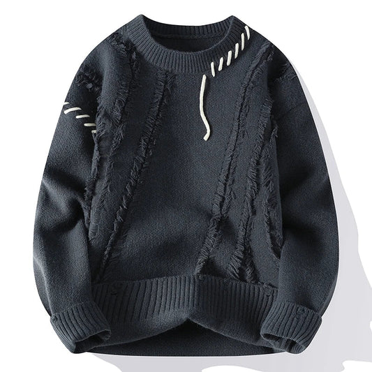 Strickpullover | Winter | Rundhalsausschnitt | Grobstrickpullover | Herren-Strickwaren-Hellschwarz-M-Chaps Herrenmode