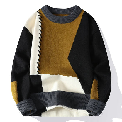 Strickpullover | Winter | Rundhalsausschnitt | Grobstrickpullover | Herren-Strickwaren-Schwarz-Weiß-Grau-Olivbraun-M-Chaps Herrenmode