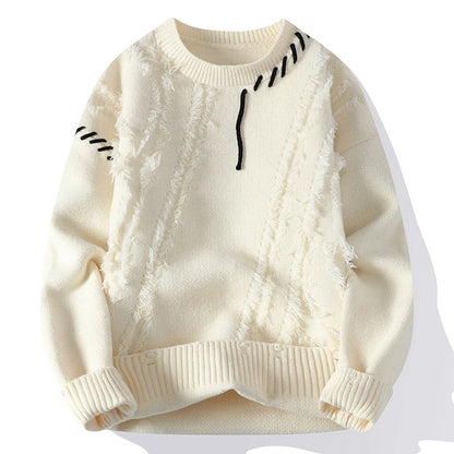 Strickpullover | Winter | Rundhalsausschnitt | Grobstrickpullover | Herren-Strickwaren-Weiß-M-Chaps Herrenmode