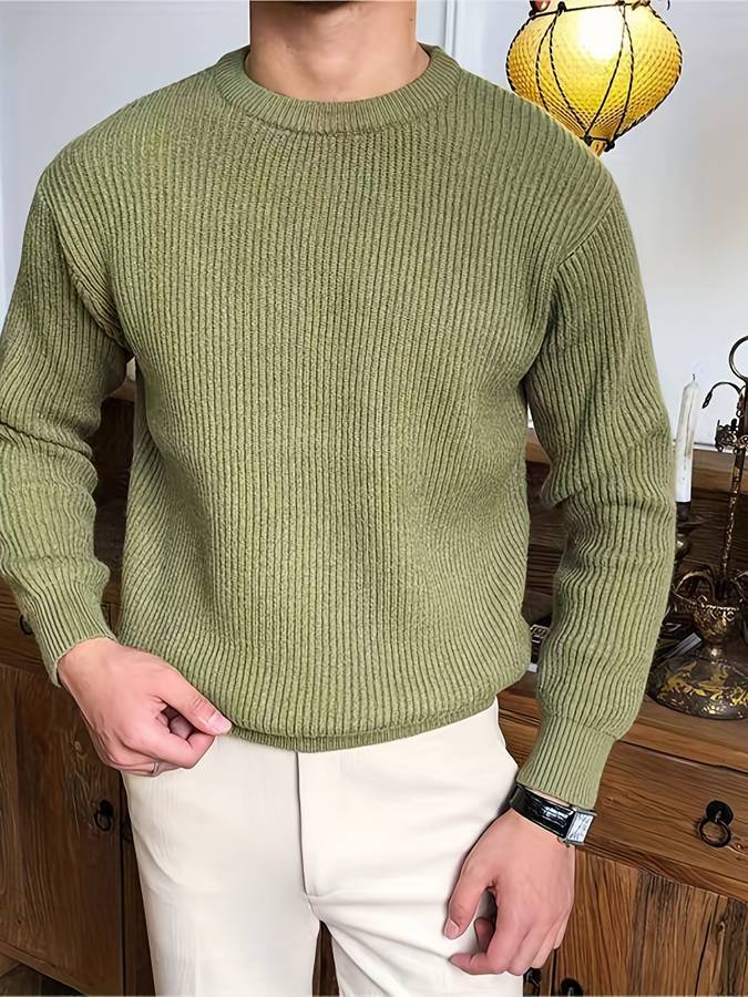 Strickpullover – warm – Rippstrick – Strickpullover – Herren-Strickwaren-Grün-S-Chaps Herrenmode