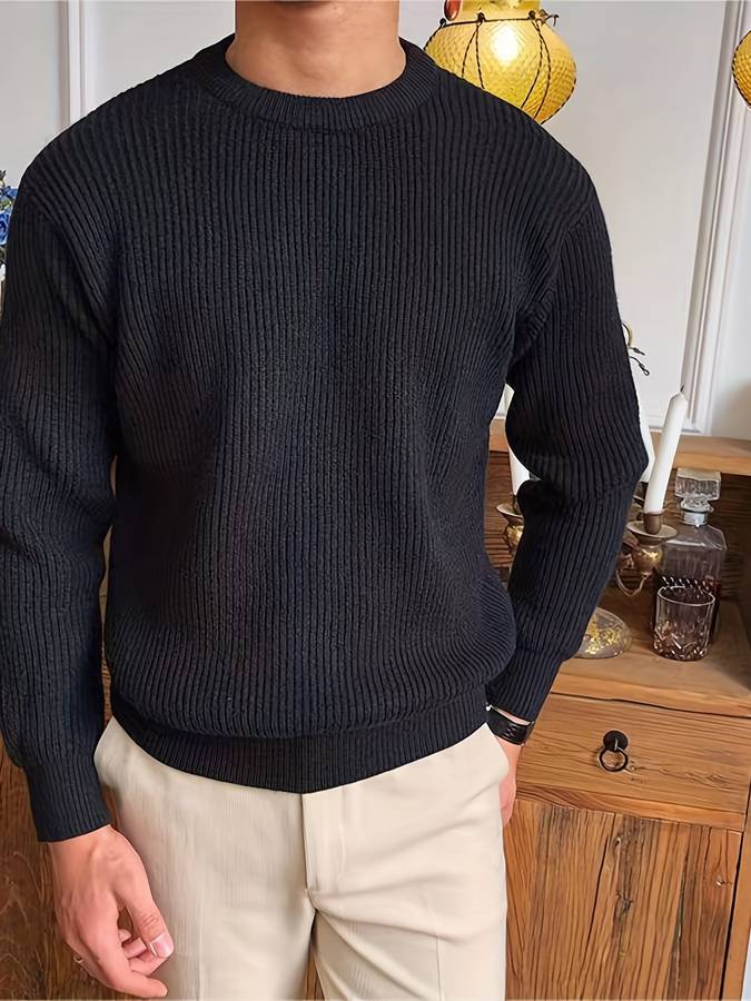 Strickpullover – warm – Rippstrick – Strickpullover – Herren-Strickwaren-Schwarz-S-Chaps Herrenmode
