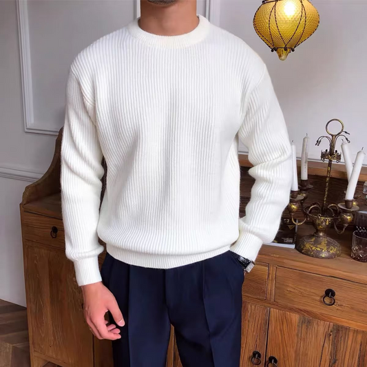 Strickpullover – warm – Rippstrick – Strickpullover – Herren-Strickwaren-Weiß-S-Chaps Herrenmode