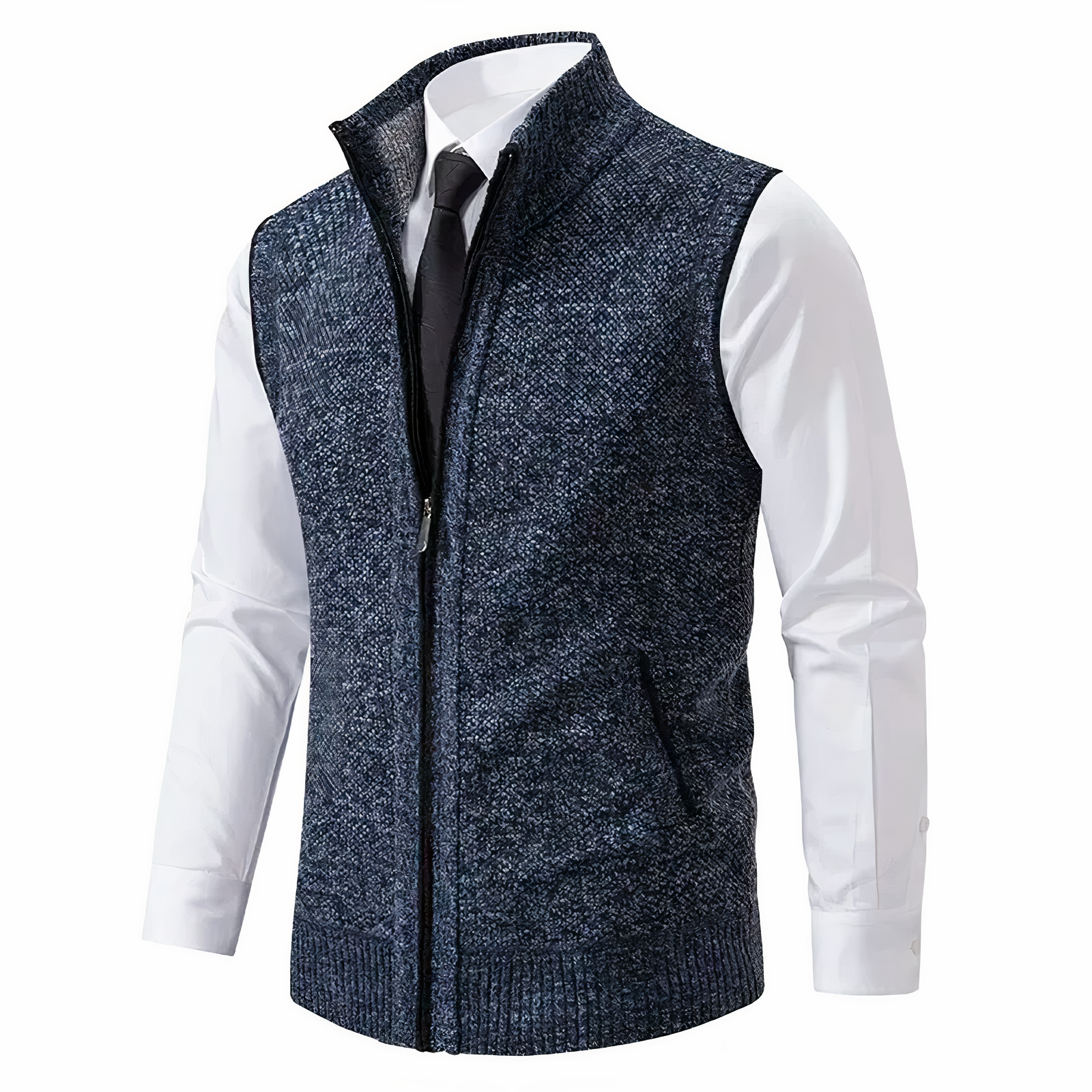 Strickweste - Ärmellose Zip-Up Weste für Männer für den Winter-Blau-XS-Chaps Herrenmode