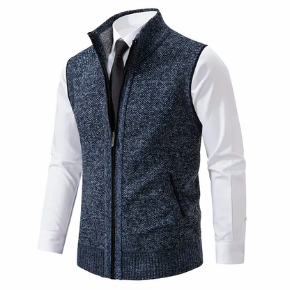 Strickweste - Ärmellose Zip-Up Weste für Männer für den Winter-Blau-XS-Chaps Herrenmode