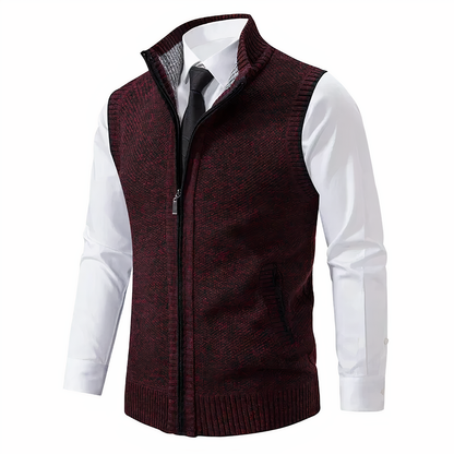 Strickweste - Ärmellose Zip-Up Weste für Männer für den Winter-Rot-XS-Chaps Herrenmode