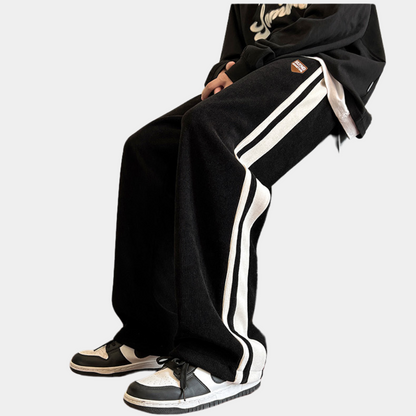 Sweatpants - Gestreifte Herren Jogger mit weitem Bein und lockerer Passform-Chaps Herrenmode