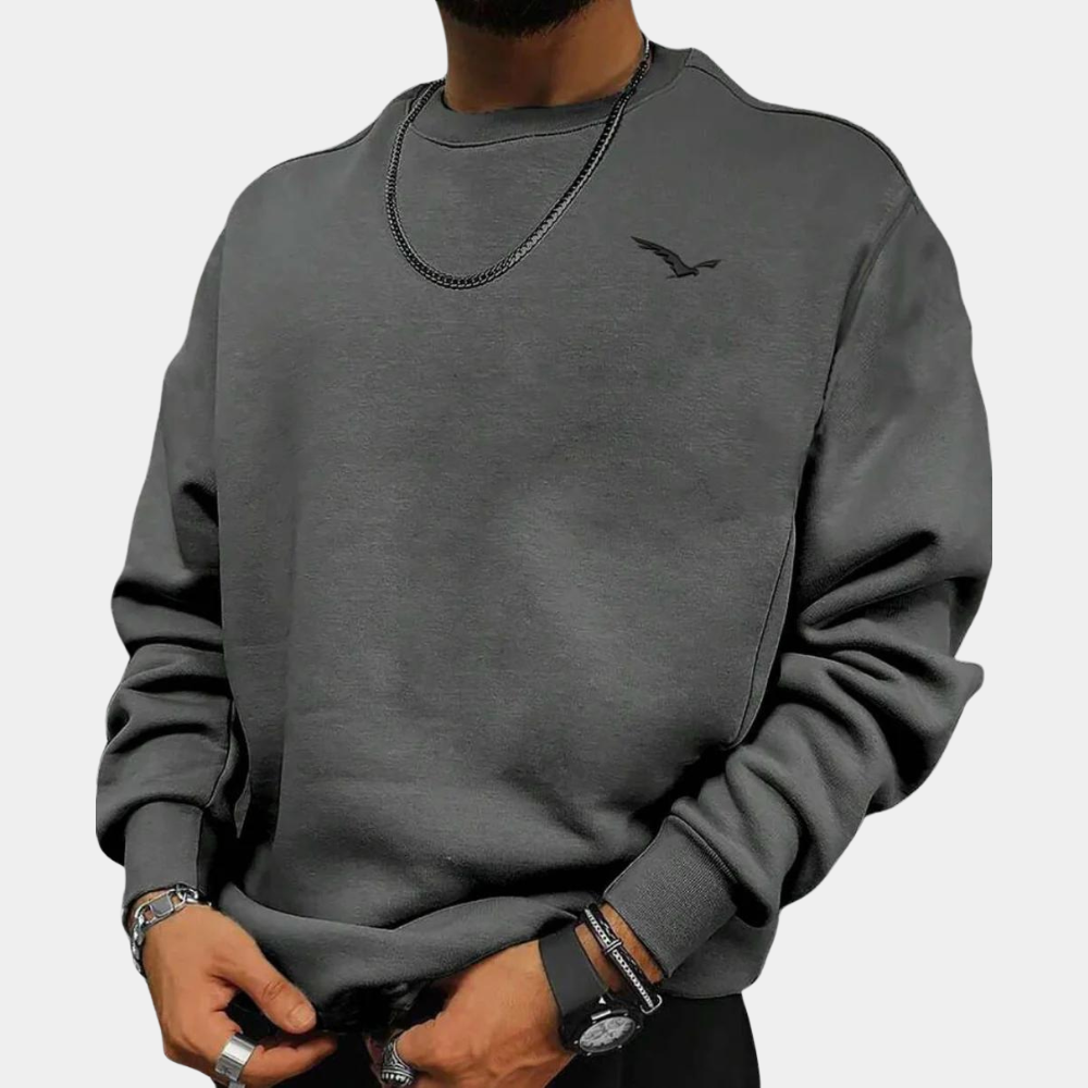 Sweatshirt – Bequem – Rundhalsausschnitt – Pullover – Herrenbekleidung-Grau-S-Chaps Herrenmode