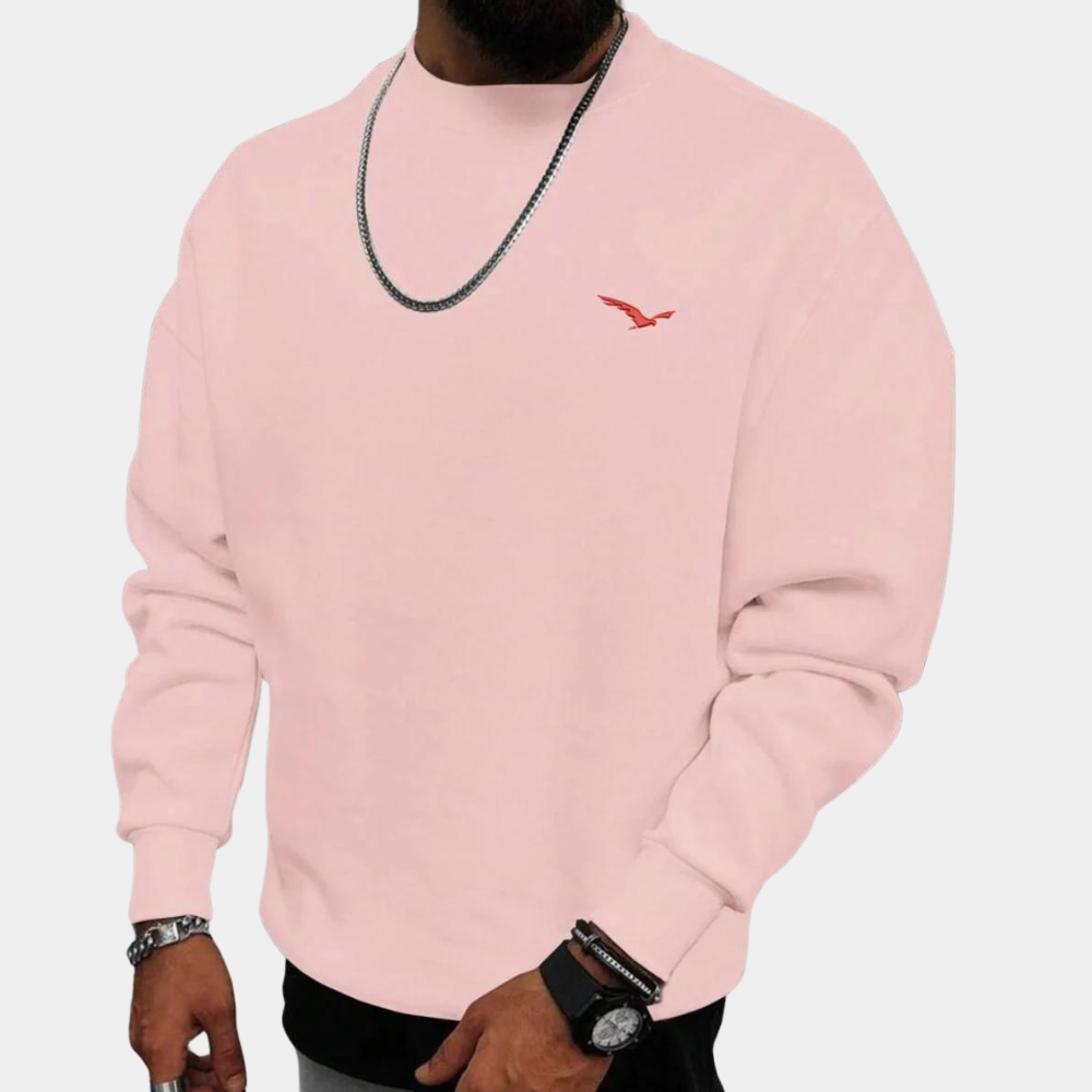 Sweatshirt – Bequem – Rundhalsausschnitt – Pullover – Herrenbekleidung-Rosa-S-Chaps Herrenmode