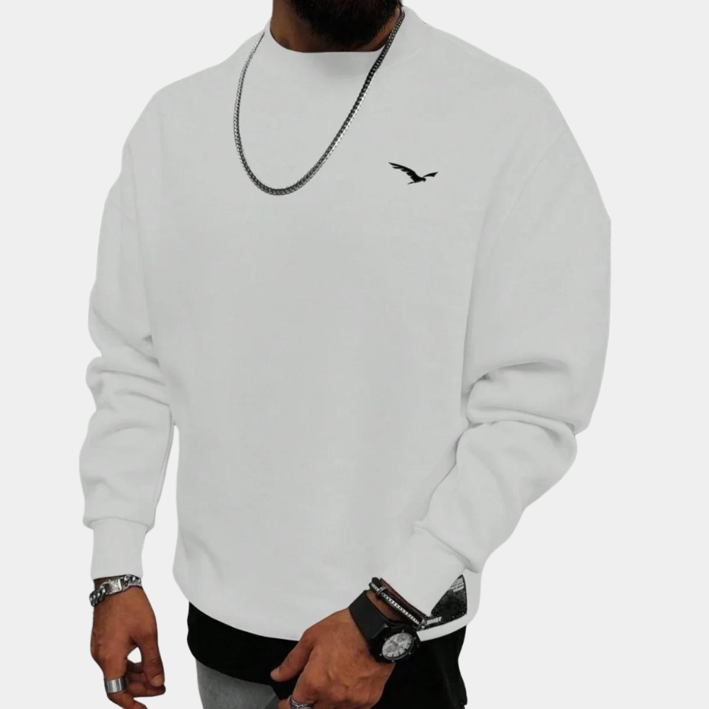 Sweatshirt – Bequem – Rundhalsausschnitt – Pullover – Herrenbekleidung-Weiß-S-Chaps Herrenmode