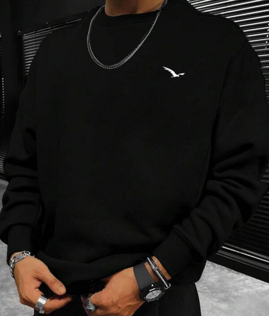Sweatshirt – Langärmeliger Pullover mit Rundhalsausschnitt für Herren-Schwarz-XS-Chaps Herrenmode