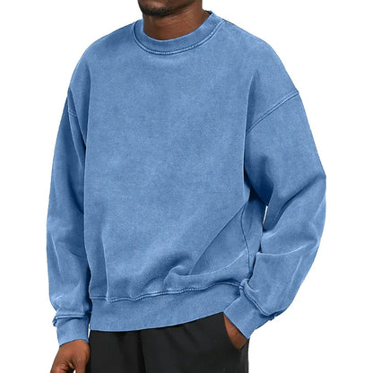 Sweatshirt - Schlichter, bequemer Rundhals-Pullover für Männer-Blau-S-Chaps Herrenmode