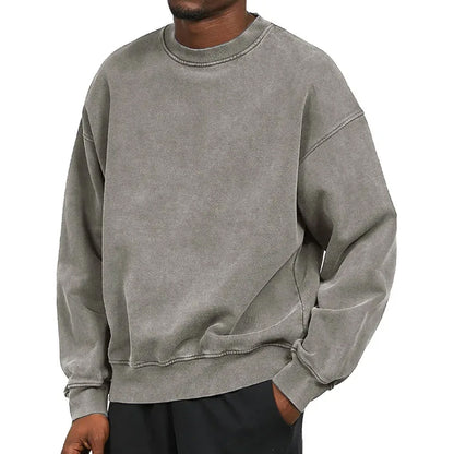 Sweatshirt - Schlichter, bequemer Rundhals-Pullover für Männer-Grau-S-Chaps Herrenmode