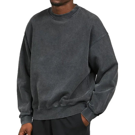 Sweatshirt - Schlichter, bequemer Rundhals-Pullover für Männer-Schwarz-S-Chaps Herrenmode