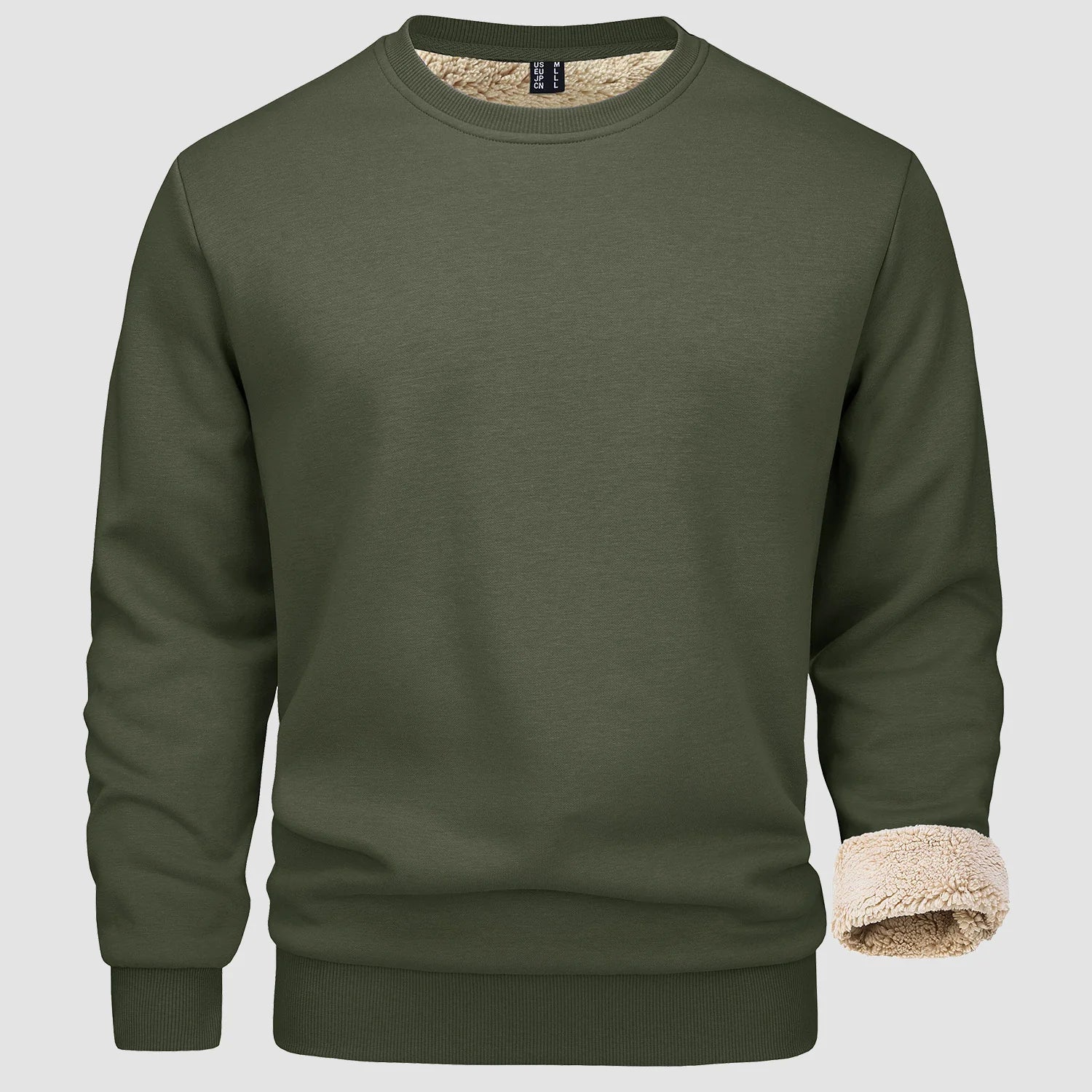 Sweatshirt – Warm – Rundhalsausschnitt – Winterpullover – Fleecegefütterte Sweatshirts für Männer-Armeegrün-S-Chaps Herrenmode
