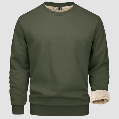 Sweatshirt – Warm – Rundhalsausschnitt – Winterpullover – Fleecegefütterte Sweatshirts für Männer-Armeegrün-S-Chaps Herrenmode
