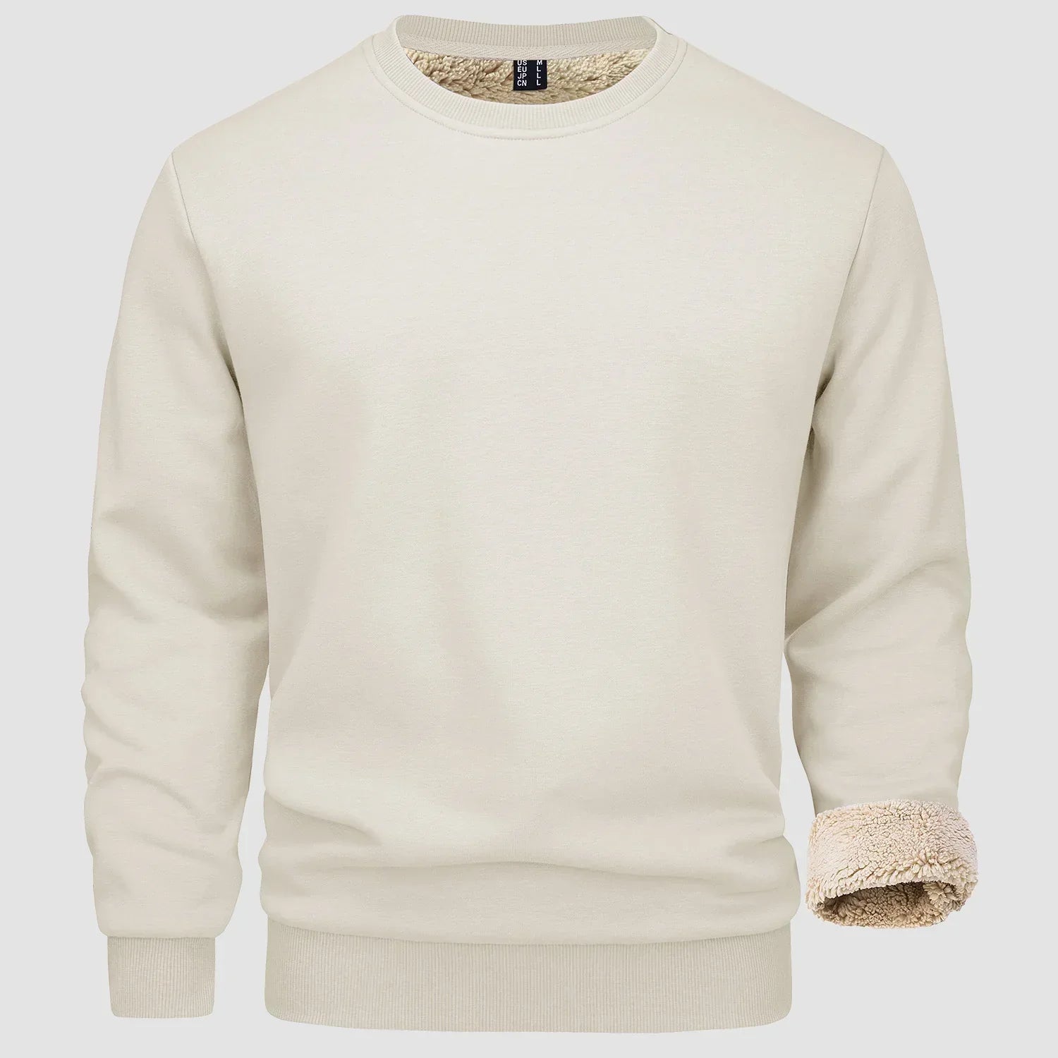 Sweatshirt – Warm – Rundhalsausschnitt – Winterpullover – Fleecegefütterte Sweatshirts für Männer-Beige-S-Chaps Herrenmode