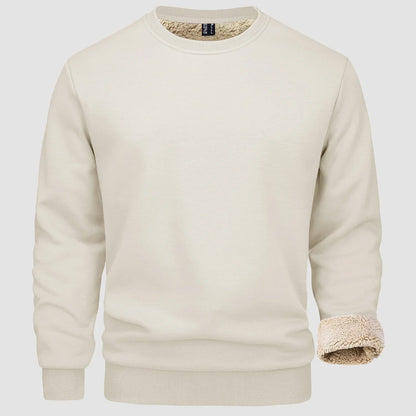 Sweatshirt – Warm – Rundhalsausschnitt – Winterpullover – Fleecegefütterte Sweatshirts für Männer-Beige-S-Chaps Herrenmode