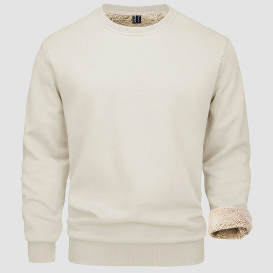 Sweatshirt – Warm – Rundhalsausschnitt – Winterpullover – Fleecegefütterte Sweatshirts für Männer-Beige-S-Chaps Herrenmode