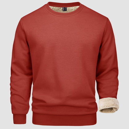 Sweatshirt – Warm – Rundhalsausschnitt – Winterpullover – Fleecegefütterte Sweatshirts für Männer-Dunkelorange-S-Chaps Herrenmode