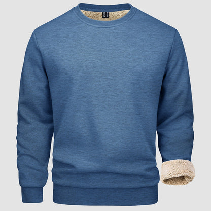 Sweatshirt – Warm – Rundhalsausschnitt – Winterpullover – Fleecegefütterte Sweatshirts für Männer-Grau Blau-S-Chaps Herrenmode