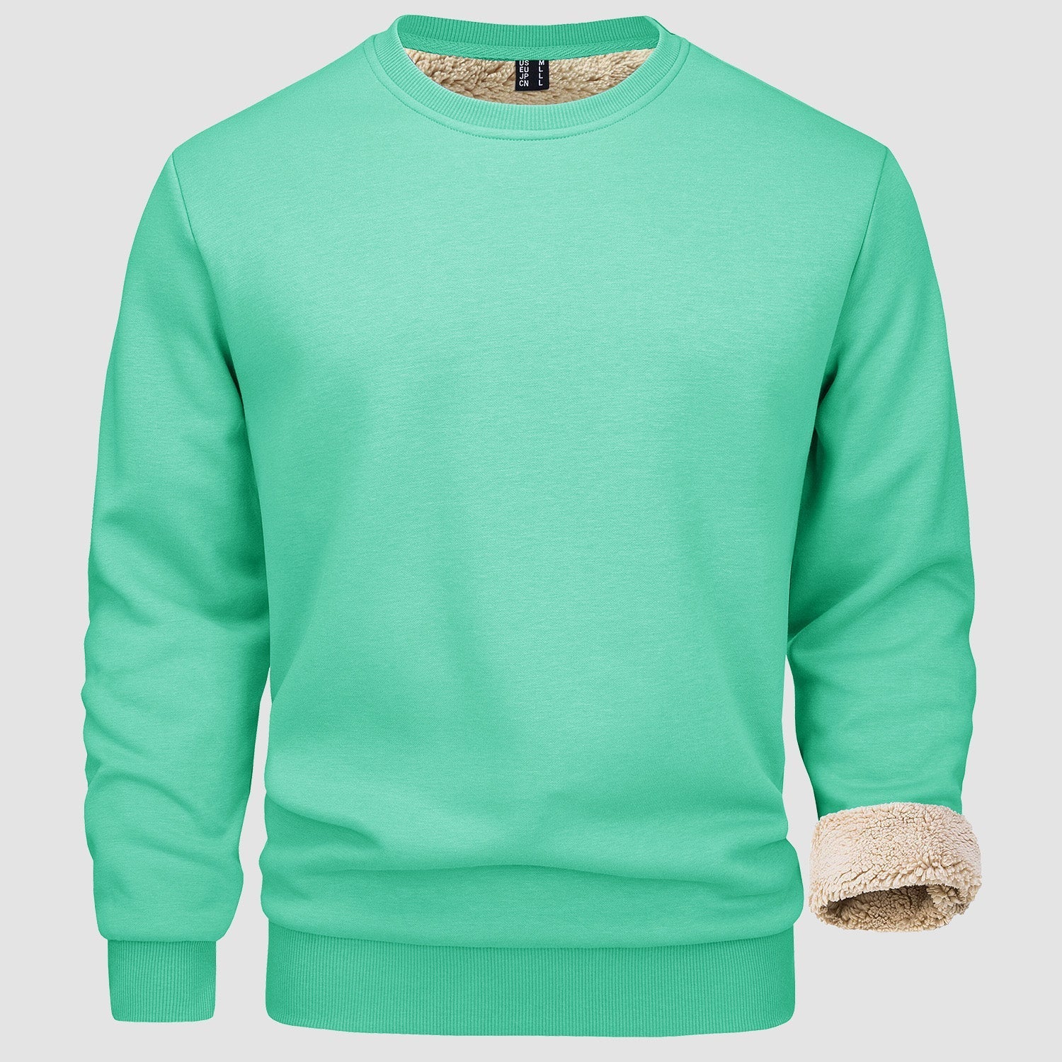 Sweatshirt – Warm – Rundhalsausschnitt – Winterpullover – Fleecegefütterte Sweatshirts für Männer-Minzgrün-S-Chaps Herrenmode