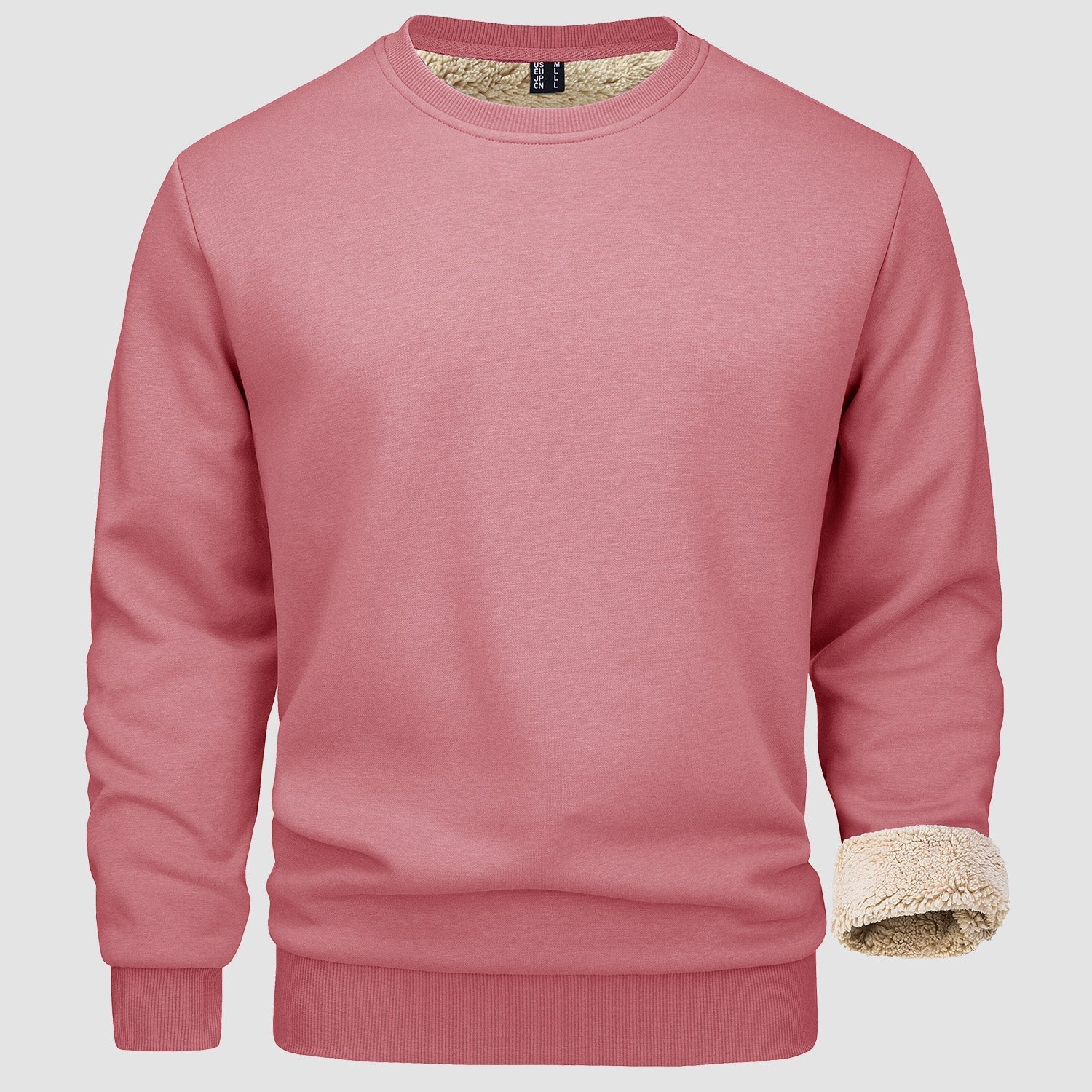 Sweatshirt – Warm – Rundhalsausschnitt – Winterpullover – Fleecegefütterte Sweatshirts für Männer-Rosa-S-Chaps Herrenmode