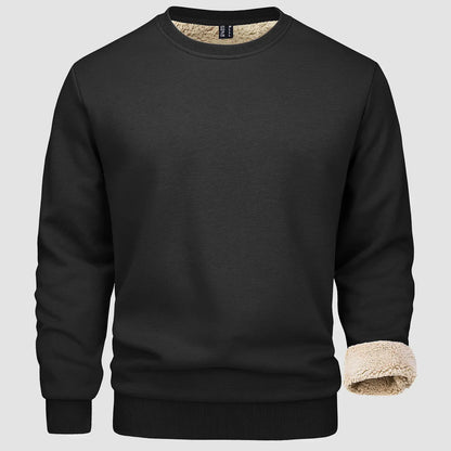Sweatshirt – Warm – Rundhalsausschnitt – Winterpullover – Fleecegefütterte Sweatshirts für Männer-Schwarz-S-Chaps Herrenmode