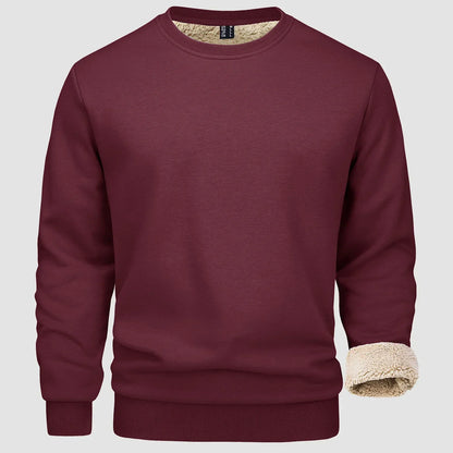 Sweatshirt – Warm – Rundhalsausschnitt – Winterpullover – Fleecegefütterte Sweatshirts für Männer-Wein-S-Chaps Herrenmode