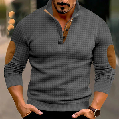 Sweatshirt - Warmer Waffelpullover für Männer mit Ellbogenaufnähern-Chaps Herrenmode