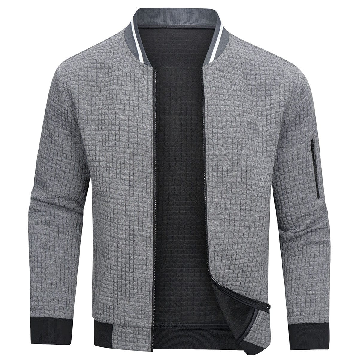 Sweatshirt mit Reißverschluss - Langarm - Warm - Strickjacke mit Reißverschluss - Herrenjacke-Grau-XS-Chaps Herrenmode