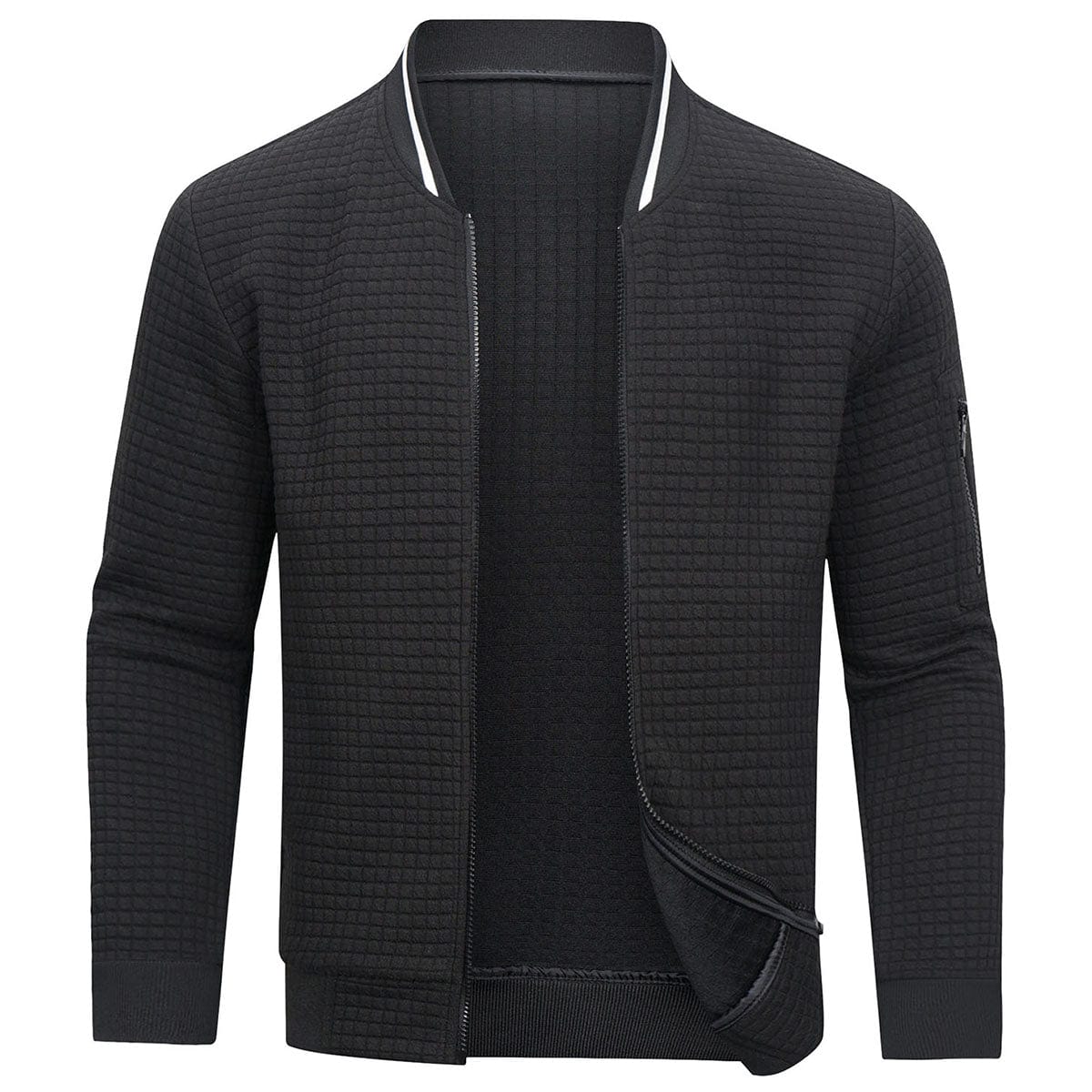 Sweatshirt mit Reißverschluss - Langarm - Warm - Strickjacke mit Reißverschluss - Herrenjacke-Schwarz-XS-Chaps Herrenmode