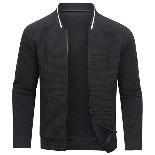 Sweatshirt mit Reißverschluss - Langarm - Warm - Strickjacke mit Reißverschluss - Herrenjacke-Schwarz-XS-Chaps Herrenmode