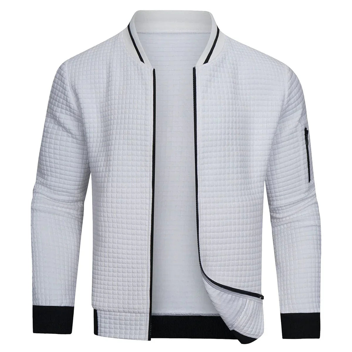 Sweatshirt mit Reißverschluss - Langarm - Warm - Strickjacke mit Reißverschluss - Herrenjacke-Weiß-XS-Chaps Herrenmode