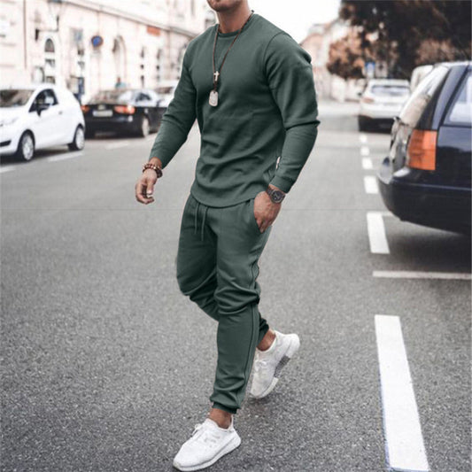 Sweatshirt und Jogger Set | Casual | Trainingsanzug | Zweiteiliges Set | Herrenbekleidung-Grün-S-Chaps Herrenmode