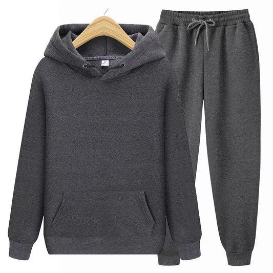 Sweatsuit – bequem – zweiteilig – Jogginganzug mit Kapuze – Jogginganzüge für Männer-Dunkelgrau-S-Chaps Herrenmode