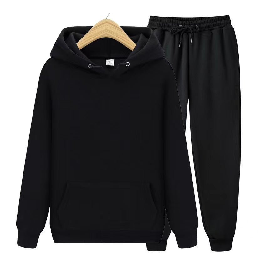 Sweatsuit – bequem – zweiteilig – Jogginganzug mit Kapuze – Jogginganzüge für Männer-Schwarz-S-Chaps Herrenmode
