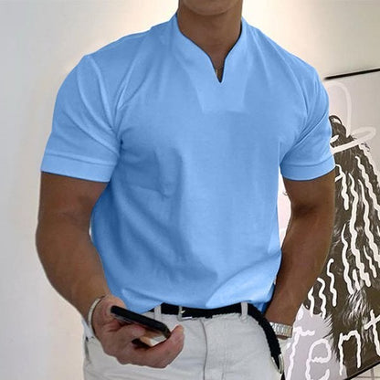 T-Shirt – Atmungsaktives Kurzarm-T-Shirt für Männer in normaler Passform-Blau-M-Chaps Herrenmode