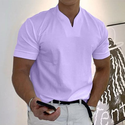 T-Shirt – Atmungsaktives Kurzarm-T-Shirt für Männer in normaler Passform-Lila-M-Chaps Herrenmode