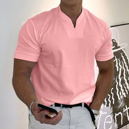 T-Shirt – Atmungsaktives Kurzarm-T-Shirt für Männer in normaler Passform-Rosa-M-Chaps Herrenmode