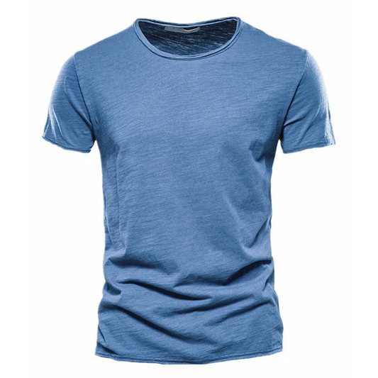 T-Shirt | Freizeit | Kurzarm | Rundhalsausschnitt | Herrenhemden-Jeansblau-S-Chaps Herrenmode