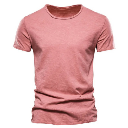 T-Shirt | Freizeit | Kurzarm | Rundhalsausschnitt | Herrenhemden-Rosa-S-Chaps Herrenmode