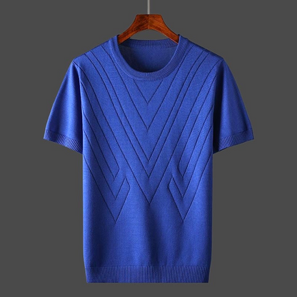 T-Shirt | Kaschmir | Lockere Passform | Rundhalsausschnitt T-Shirt | T-Shirts für Herren-Blau-XS-Chaps Herrenmode