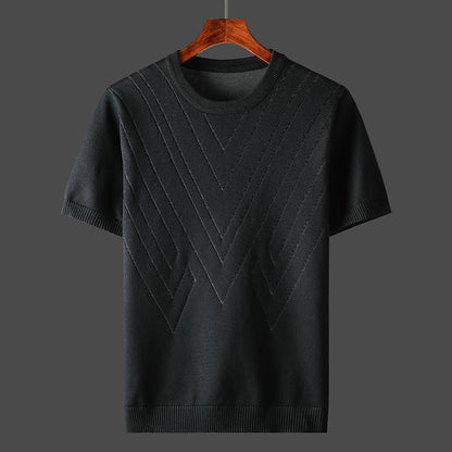 T-Shirt | Kaschmir | Lockere Passform | Rundhalsausschnitt T-Shirt | T-Shirts für Herren-Schwarz-XS-Chaps Herrenmode