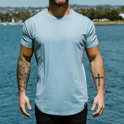 T-Shirt – atmungsaktives Kurzarm-Shirt mit Rundhalsausschnitt für Herren-Blau-XS-Chaps Herrenmode