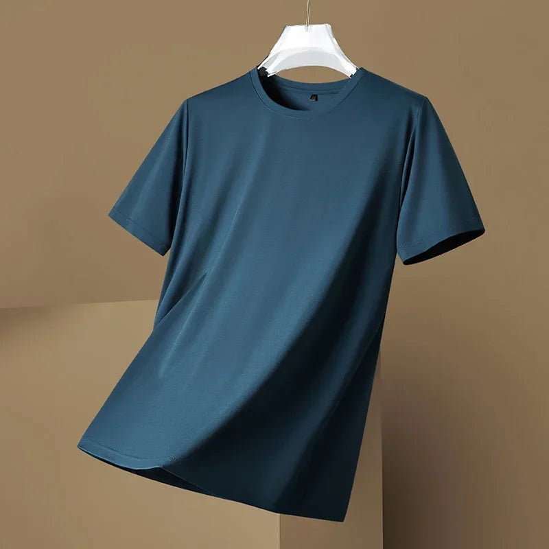 T-Shirt – atmungsaktives Kurzarm-T-Shirt mit Rundhalsausschnitt für Herren-Blau-M-Chaps Herrenmode