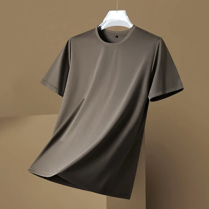 T-Shirt – atmungsaktives Kurzarm-T-Shirt mit Rundhalsausschnitt für Herren-Braun-M-Chaps Herrenmode