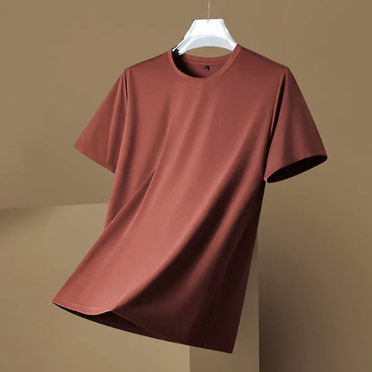 T-Shirt – atmungsaktives Kurzarm-T-Shirt mit Rundhalsausschnitt für Herren-Orange-M-Chaps Herrenmode