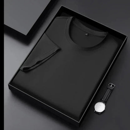 T-Shirt – atmungsaktives Kurzarm-T-Shirt mit Rundhalsausschnitt für Herren-Schwarz-M-Chaps Herrenmode
