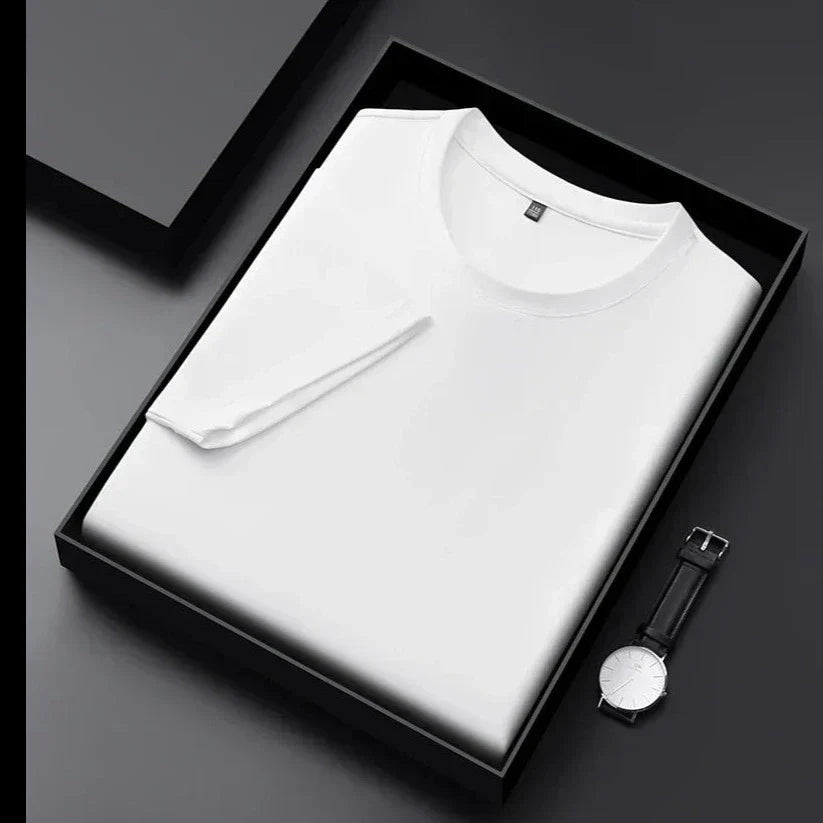 T-Shirt – atmungsaktives Kurzarm-T-Shirt mit Rundhalsausschnitt für Herren-Weiß-M-Chaps Herrenmode
